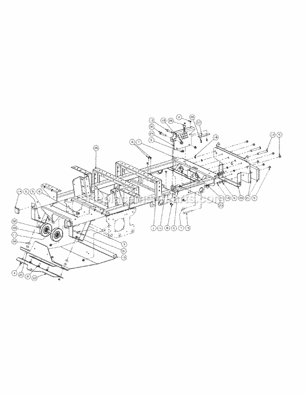 Frame Assembly 60-Inch Diagram and Parts List for M60-CT 53AL8CT6050-28-HP-3Cylinder-OHV Cub Cadet Lawn Tractor
